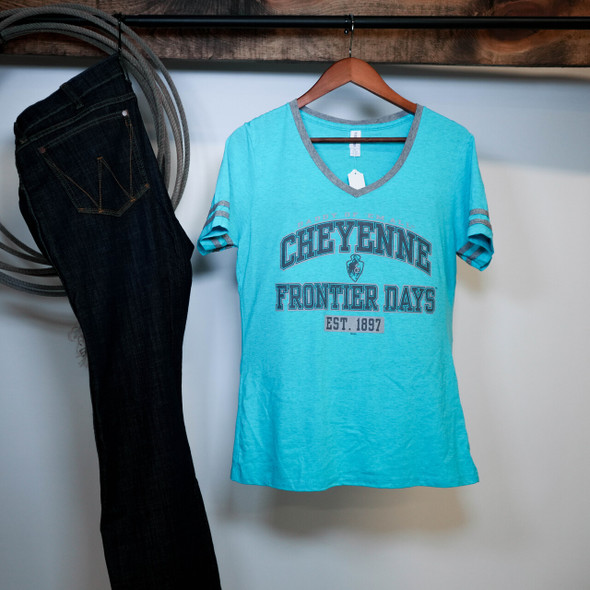 Caribbean Blue Cheyenne V-Neck T-Shirt