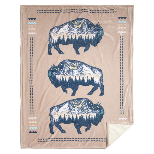 Three Buffalo Plush Sherpa Throw