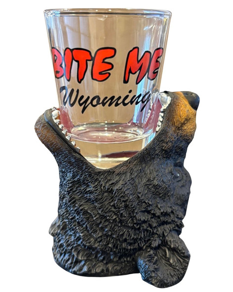 Wyoming Bite Me Bear Shot Glass