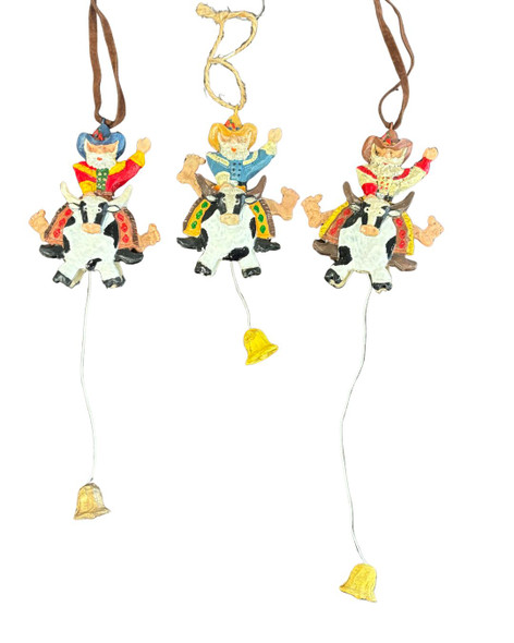 Wooden Bull Rider Ornament