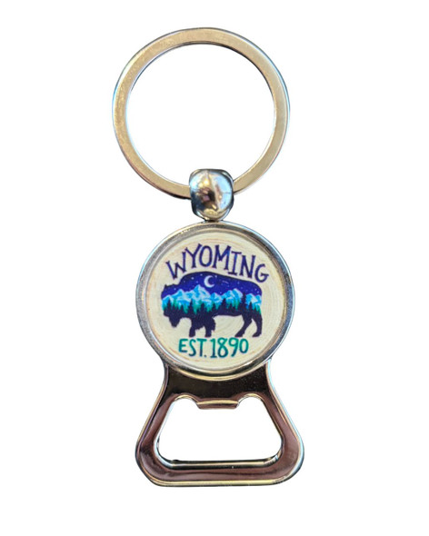 Wyoming Bottle Opener Key Ring