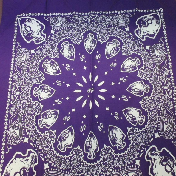 Purple & White Paisley Arrowhead Bandana