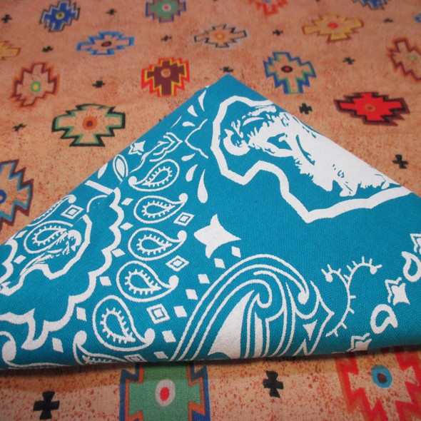 Turquoise & White Paisley Arrowhead Bandana