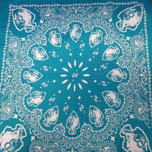 Turquoise & White Paisley Arrowhead Bandana