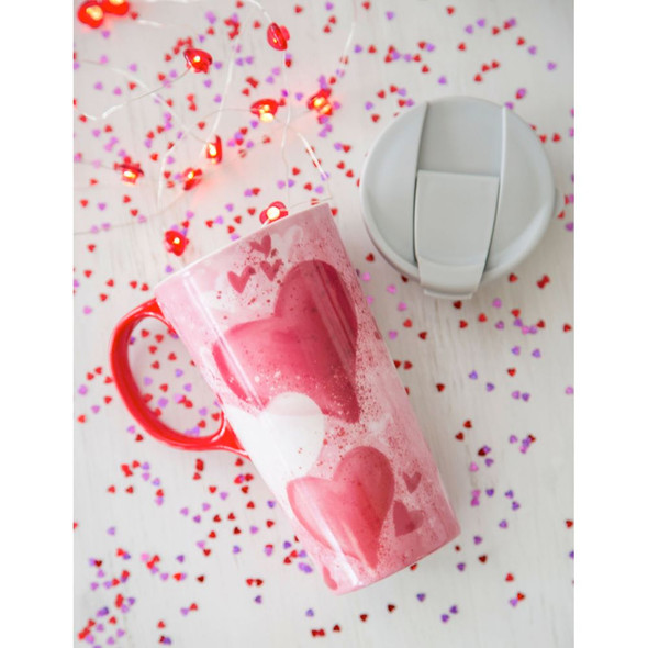 Loving Hearts Ceramic Travel Cup