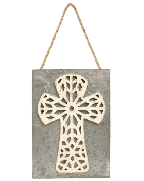 Metal Cross Rope Hanger Sign