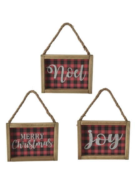 Buffalo Plaid Christmas Text Wall Plaque