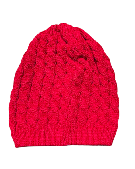 Red Cable Knit Arrowhead  Beanie