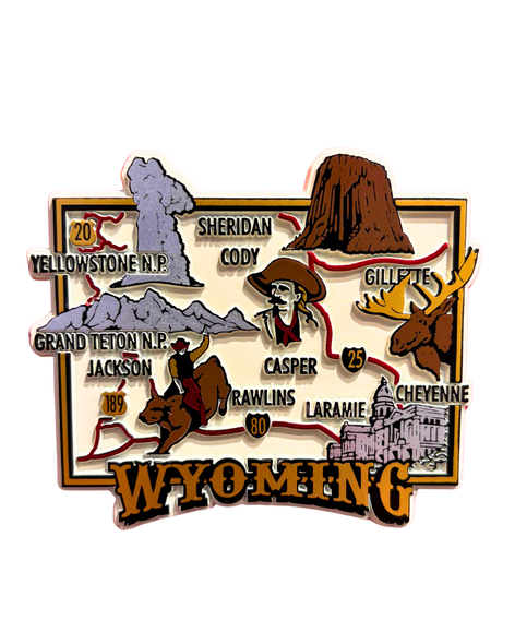 Wyoming Map Collage Magnet