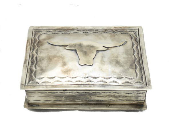 Stamped Silver Box With Longhorn Icon