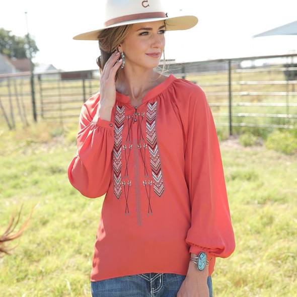 Red Georgette Blouse