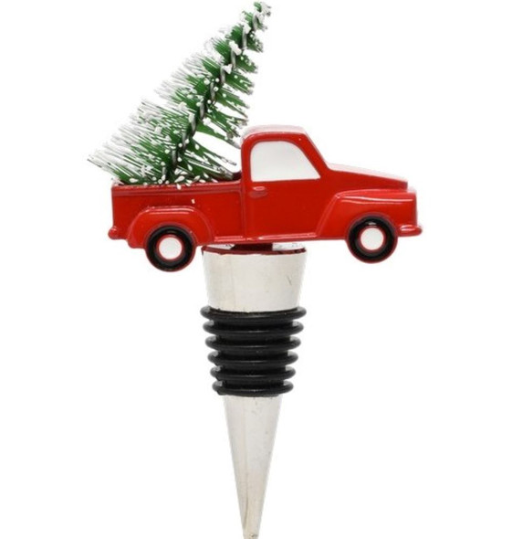 Red Christmas Truck Bottle Stopper