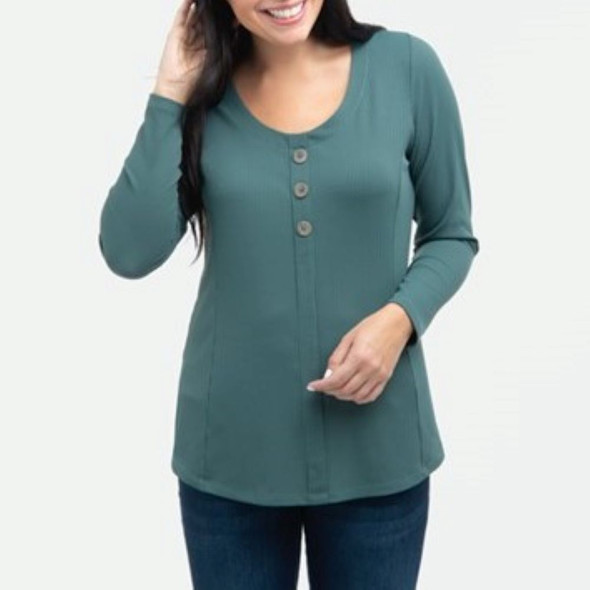 Scoop Neck Button Top