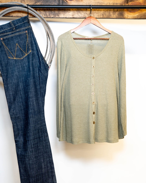 Flowy Button Henley Top