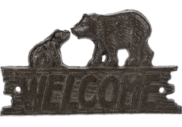 Cast Iron Bear "Welcome" Wall Plaque