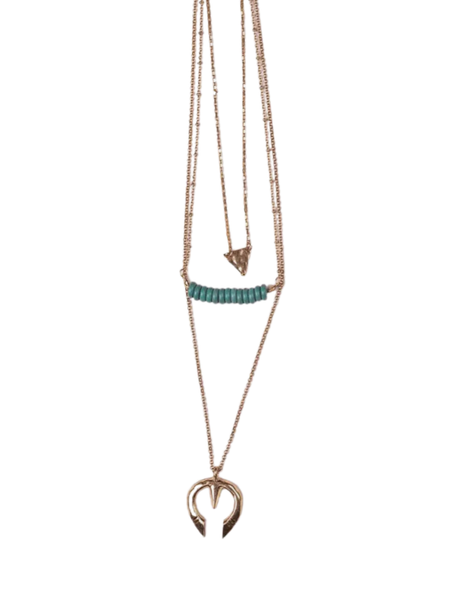 Burnished Gold 3 Tier Necklace