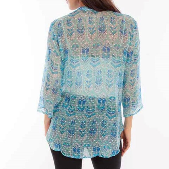 Feather Print Textured Blouse