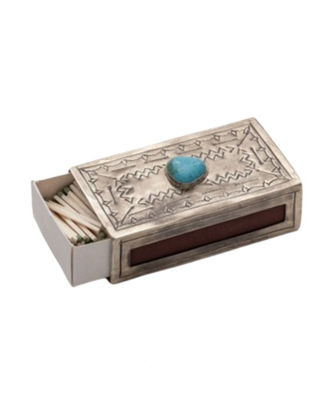Large Stamped Matchbox Cover with Turquoise