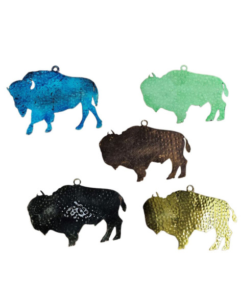 Hammered Stainless Steel Bison Ornament