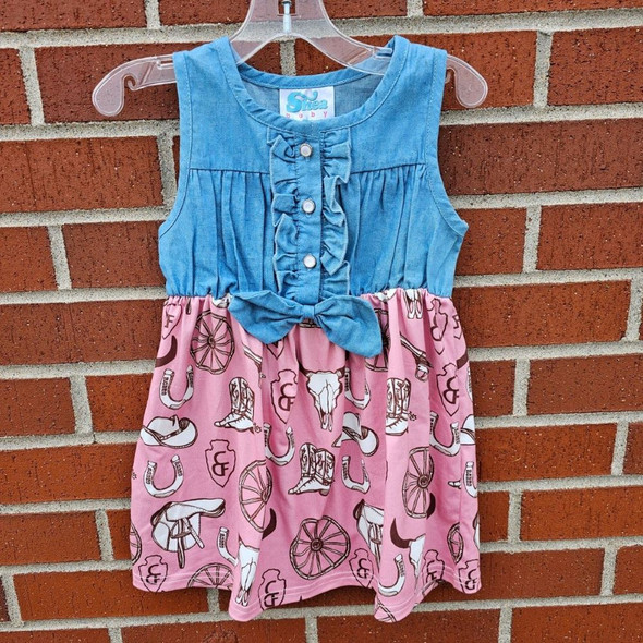 Pink Denim Arrowhead Dress