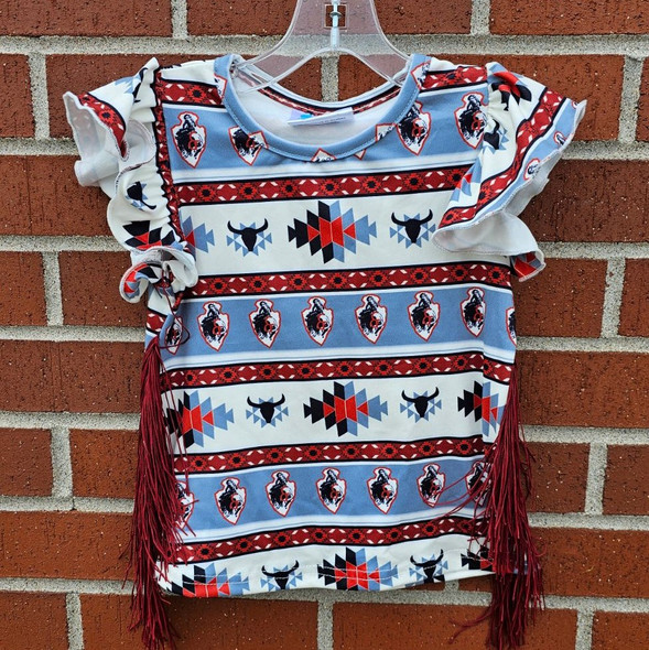 Aztec Arrowhead Shirt with Fringe
