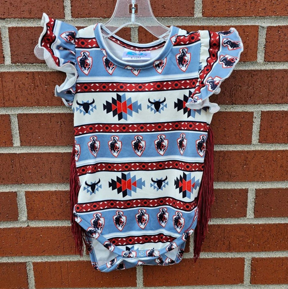 Aztec Arrowhead Diaper Shirt With Fringe