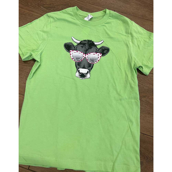 Green Cool Cow Sunglasses T-Shirt