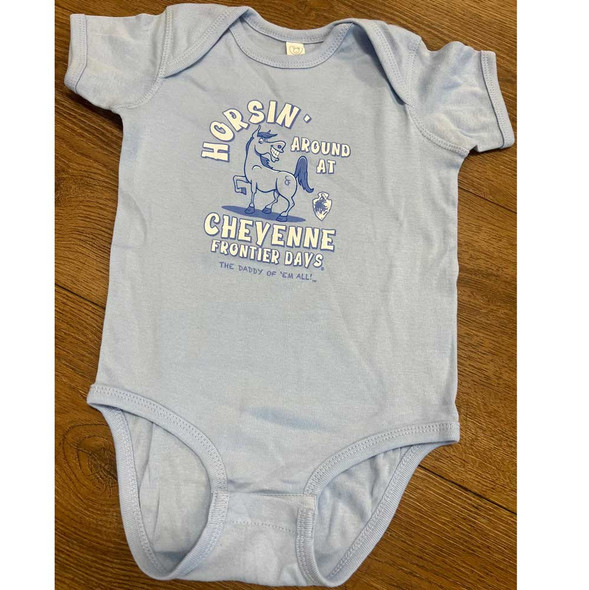 Blue "Horsin' Around" Diaper Shirt