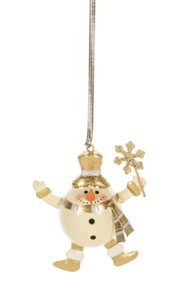 Gold Santa & Snowman Ornaments
