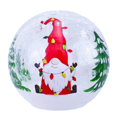 5" LED Hand-Painted Gnome Glass Globe