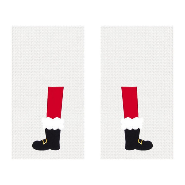 Santa Boots Waffle Weave Kitchen Towel Set