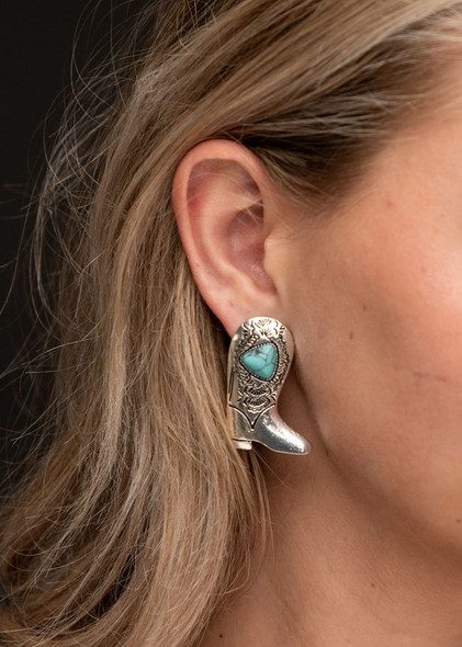 Turquoise and Silver The Franklin Earring