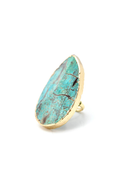 Adjustable Gold Turquoise Stone Ring