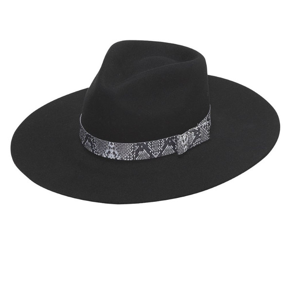 Youth Black Wool Pinch Front Hat