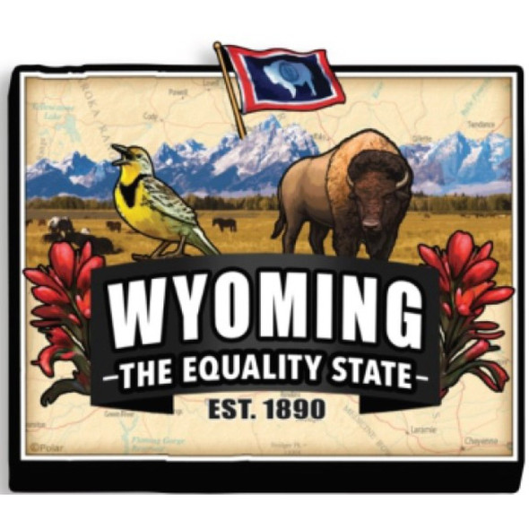 Real Wood Wyoming Tree Ring Magnet