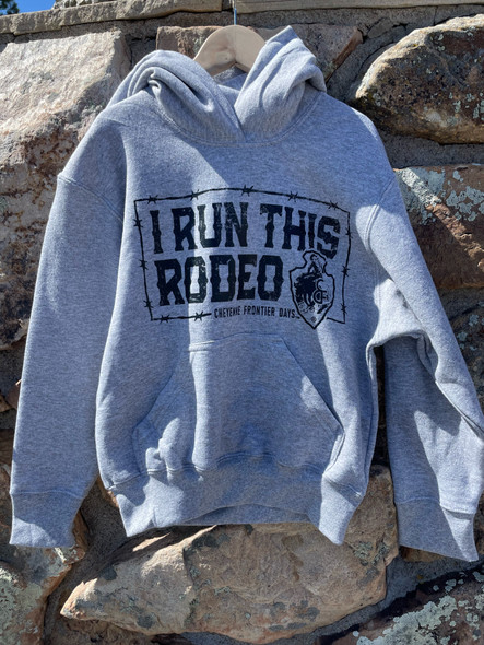 Youth Gray I Run This Rodeo Hoodie