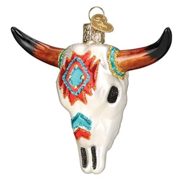 Steer Skull Glitter Ornament