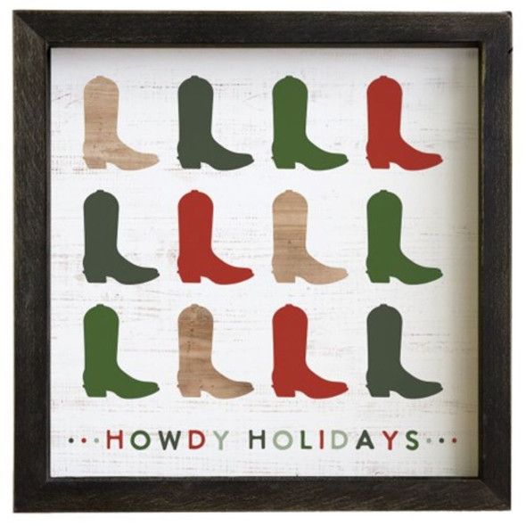 Howdy Holiday Boots Sign