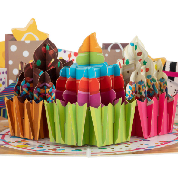 Celebration Cupcakes Paper Pop Up Card