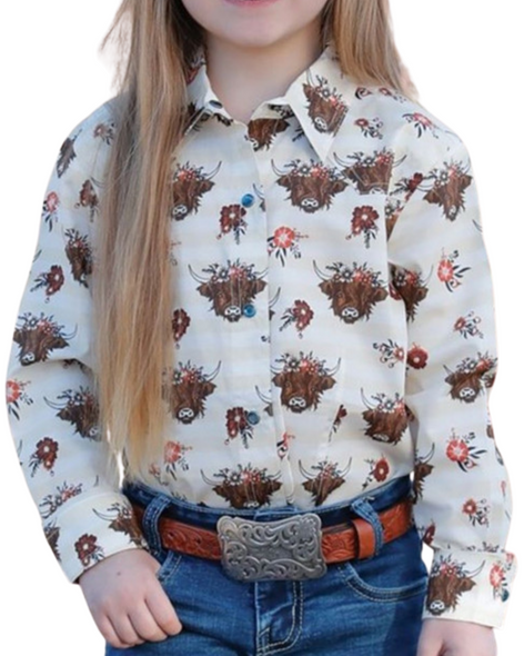 Girls Highlander Print Snap Shirt