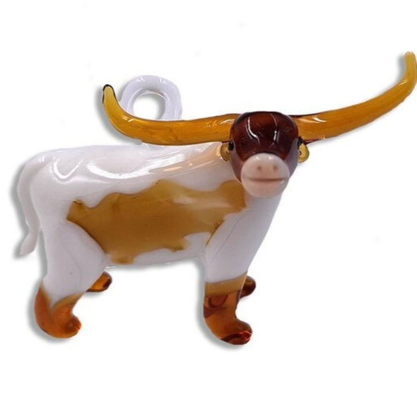 Longhorn Blown Glass Christmas Ornament