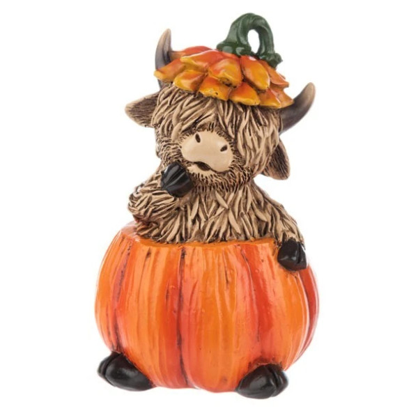 Pumpkin Highland Cow Figurine
