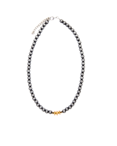 18" Burnished Silver Disc Beaded Necklace