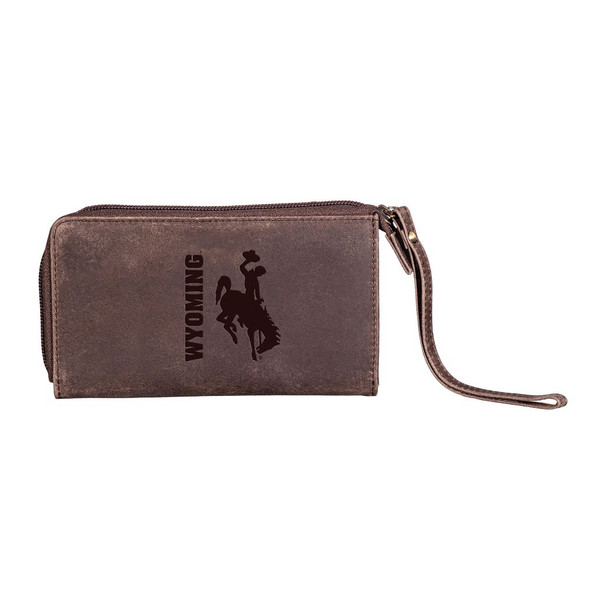 University of Wyoming Brown Wristlet Wallet