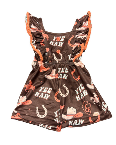 Kids Brown and Pink Cowgirl Romper