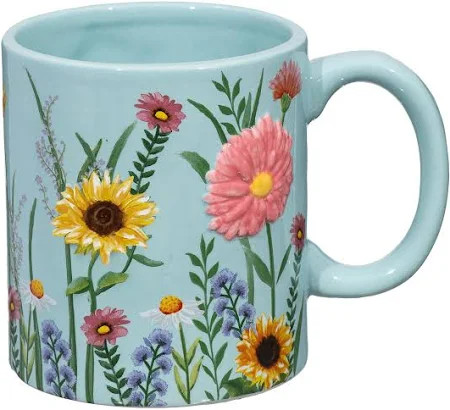 Floral Sculpted Ceramic Cup