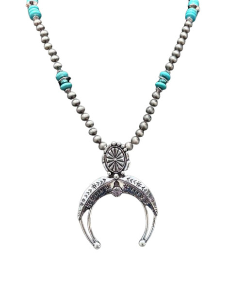 Silver & Turquoise Squash Blossom Necklace