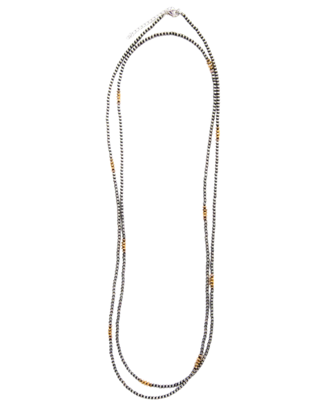 Silver and Gold Navajo Pearl Layered Necklace