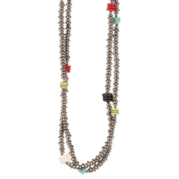 Silver and Multi Color Bead Necklace (05-003-0547)