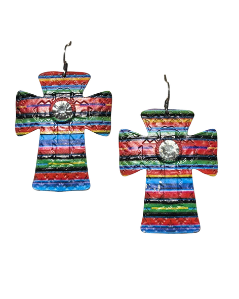 Serape Cross Earrings
